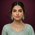 Mint Green & Silver Crystal Necklace Set
