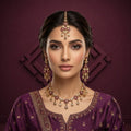 Maroon & Gold Teardrop Necklace Set