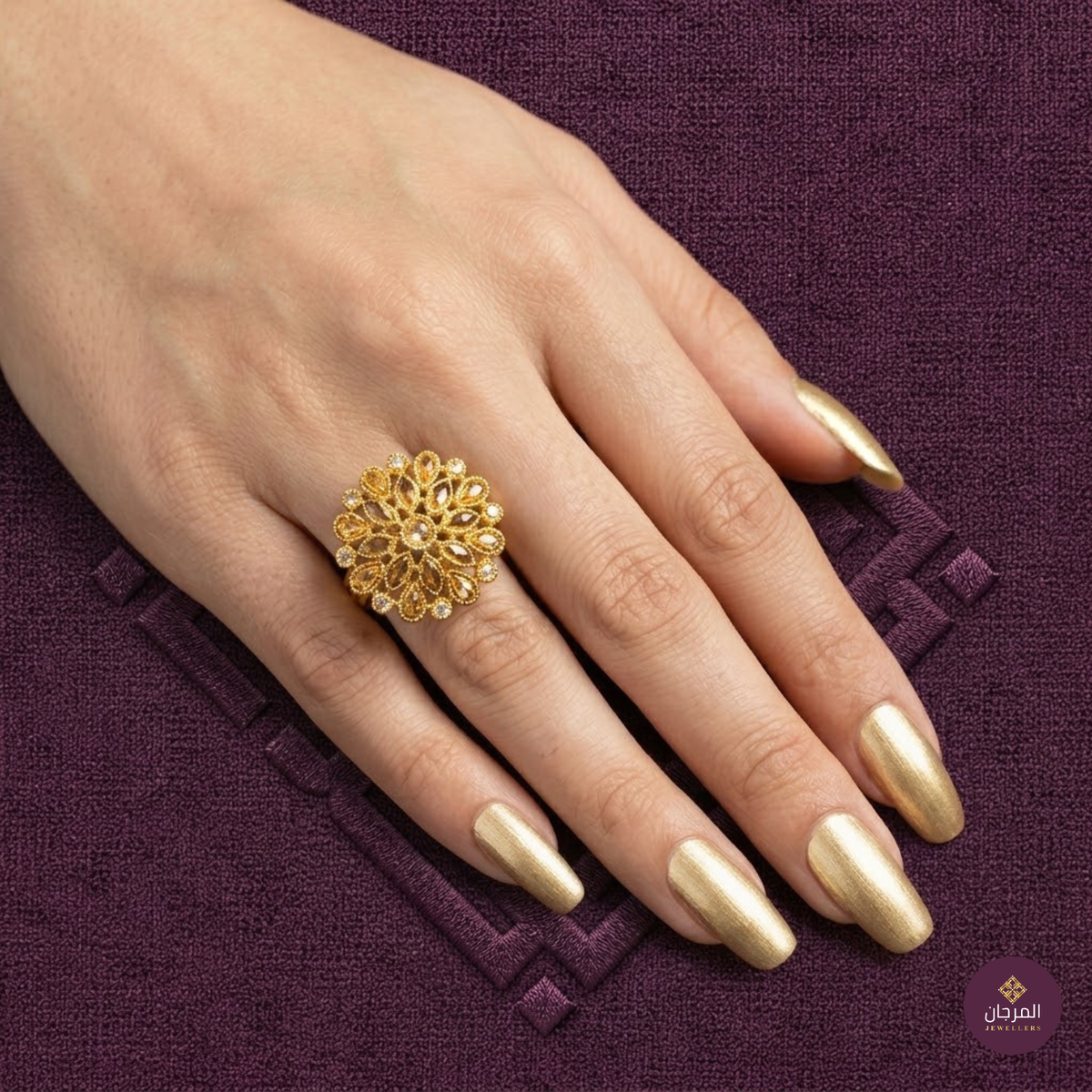 Golden Filigree Floral Ring