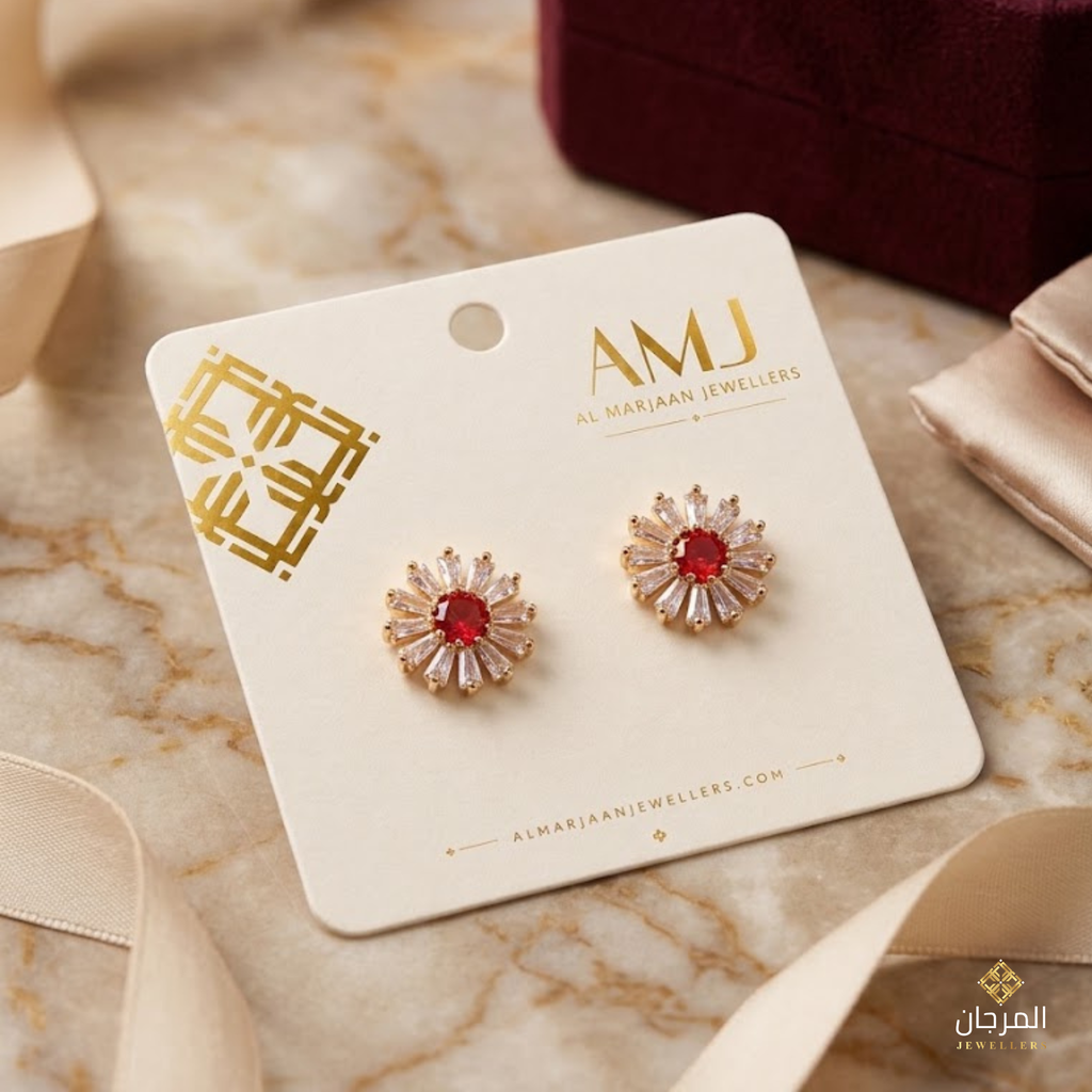 Emerald Bloom Baguette Zirconia Stud Earrings