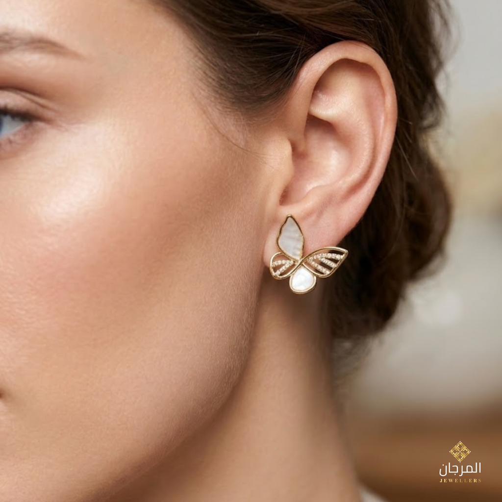 Marquise Butterfly Mother-of-Pearl Stud Earrings