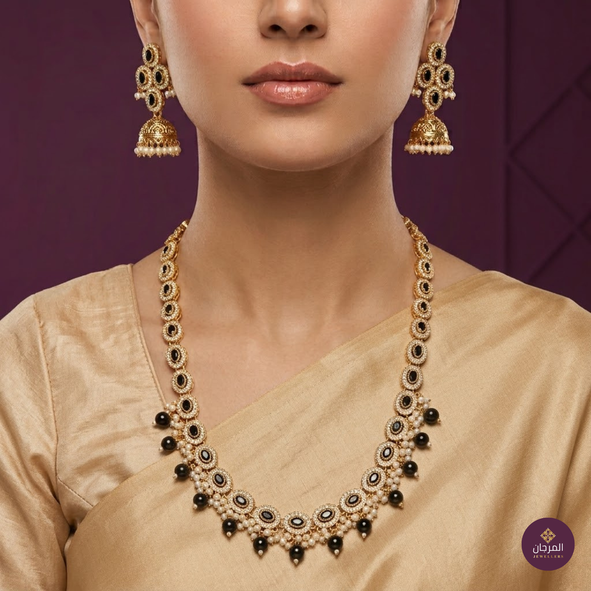 Golden Black Pearl Mala Set