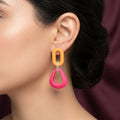 Pop Art Geometric Matte Link Drop Earrings