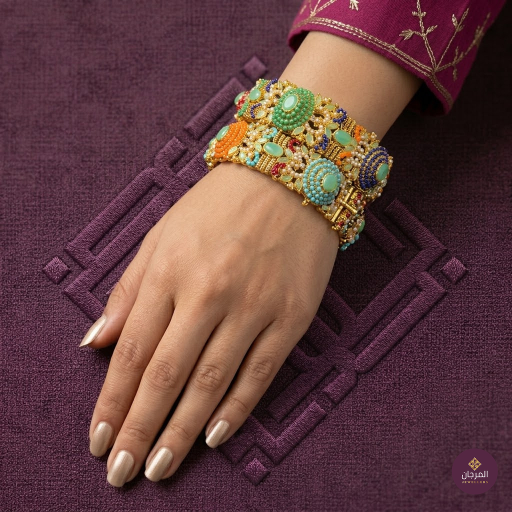 Multicolor Naurattan Kundan Statement Bangles
