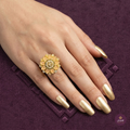 Peach Floral Gold Statement Ring