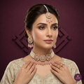 Pink Kundan Pearl Necklace Set