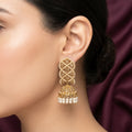 Traditional Criss-Cross Lattice Kundan Jhumkas
