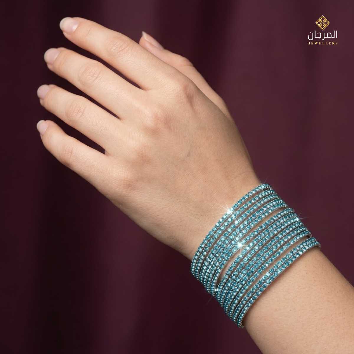 Trendy 12-Strand Crystal Elastic Cuff Bracelet