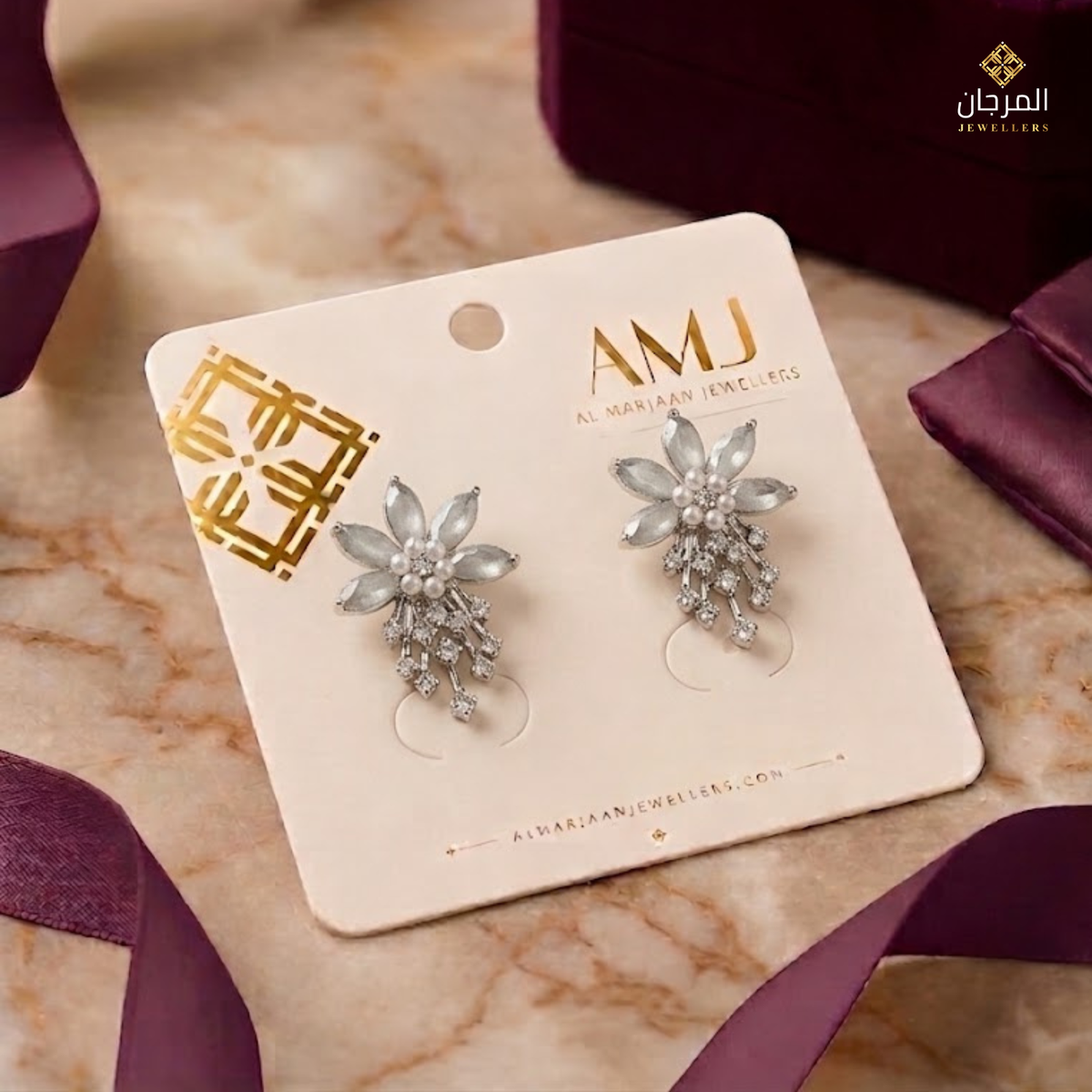Elegance Petal & Zircon Waterfall Stud Earrings