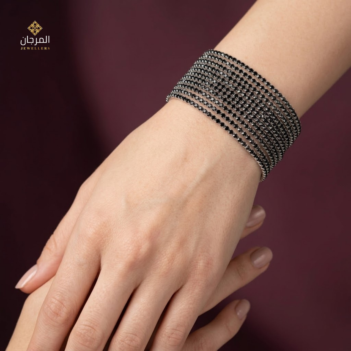 Trendy 12-Strand Crystal Elastic Cuff Bracelet