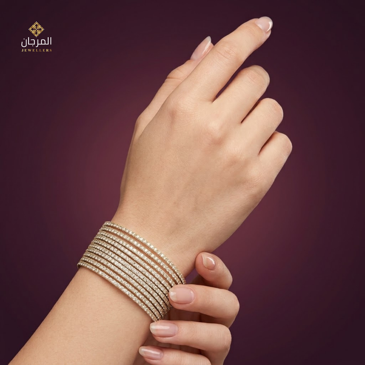 Trendy 12-Strand Crystal Elastic Cuff Bracelet
