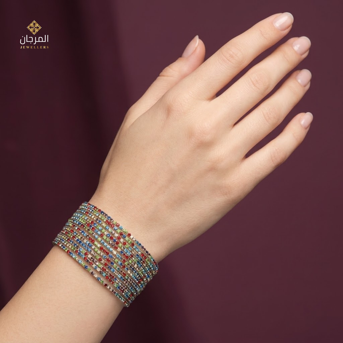 Trendy 12-Strand Crystal Elastic Cuff Bracelet