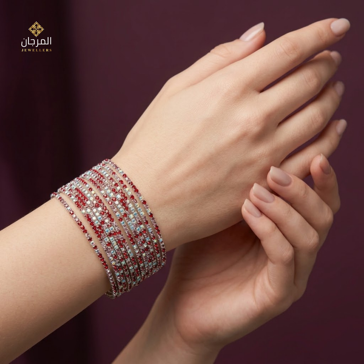 Trendy 12-Strand Crystal Elastic Cuff Bracelet