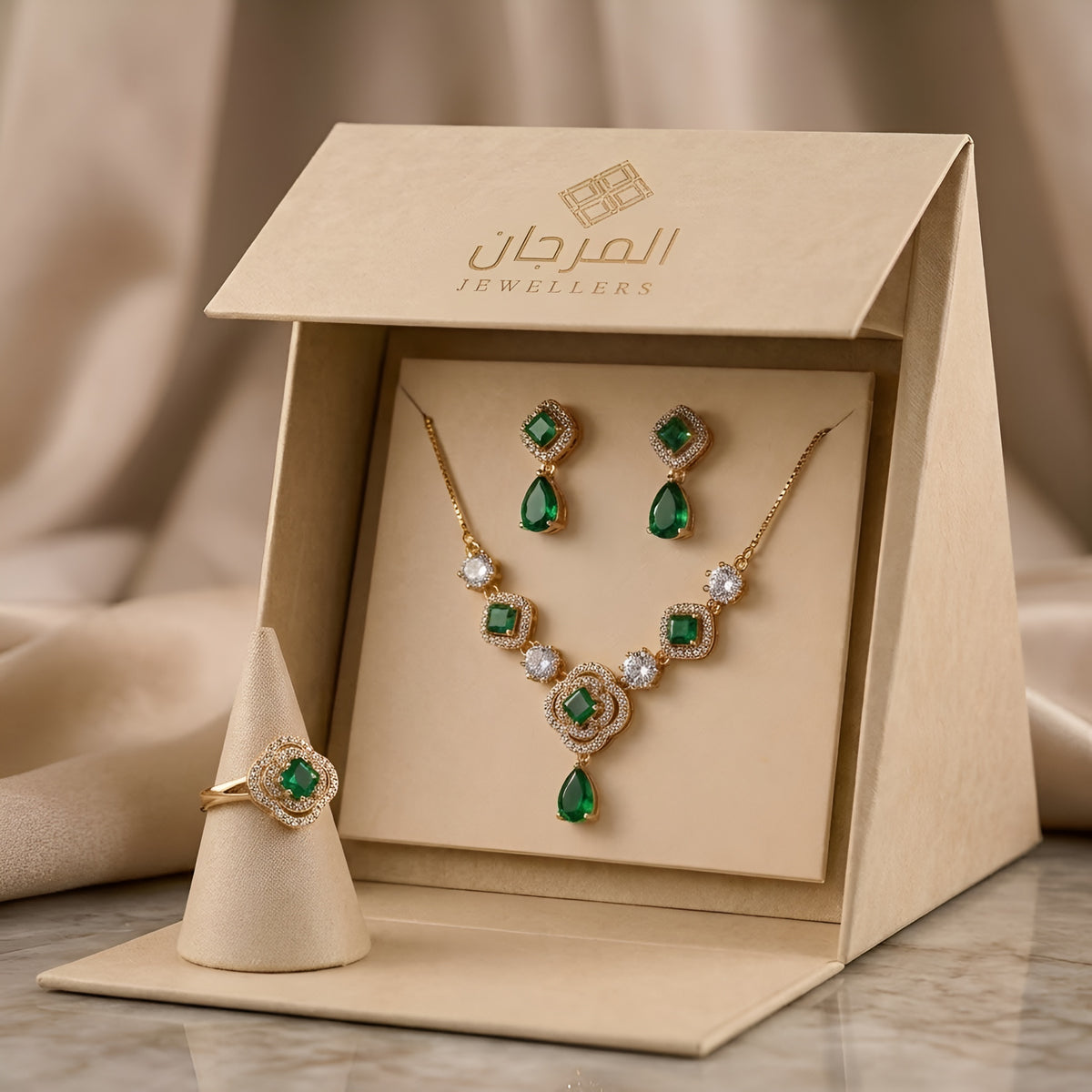Royal Rose Gemstone Zirconia Jewellery Set – 3 Piece