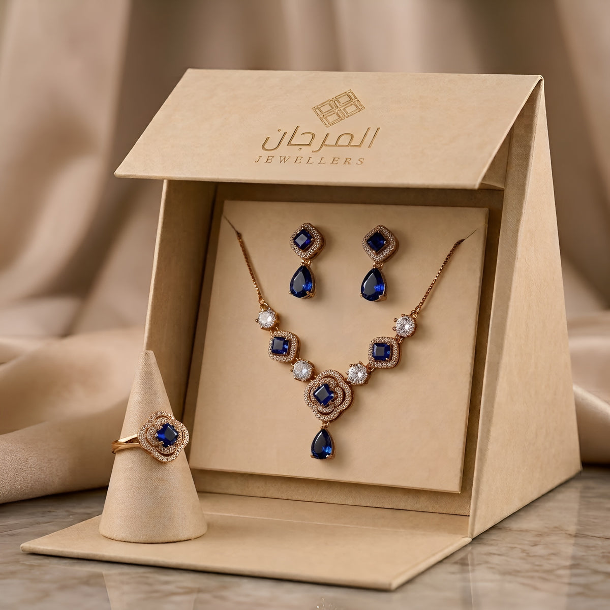 Royal Rose Gemstone Zirconia Jewellery Set – 3 Piece