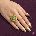 Emerald Green Floral Statement Ring