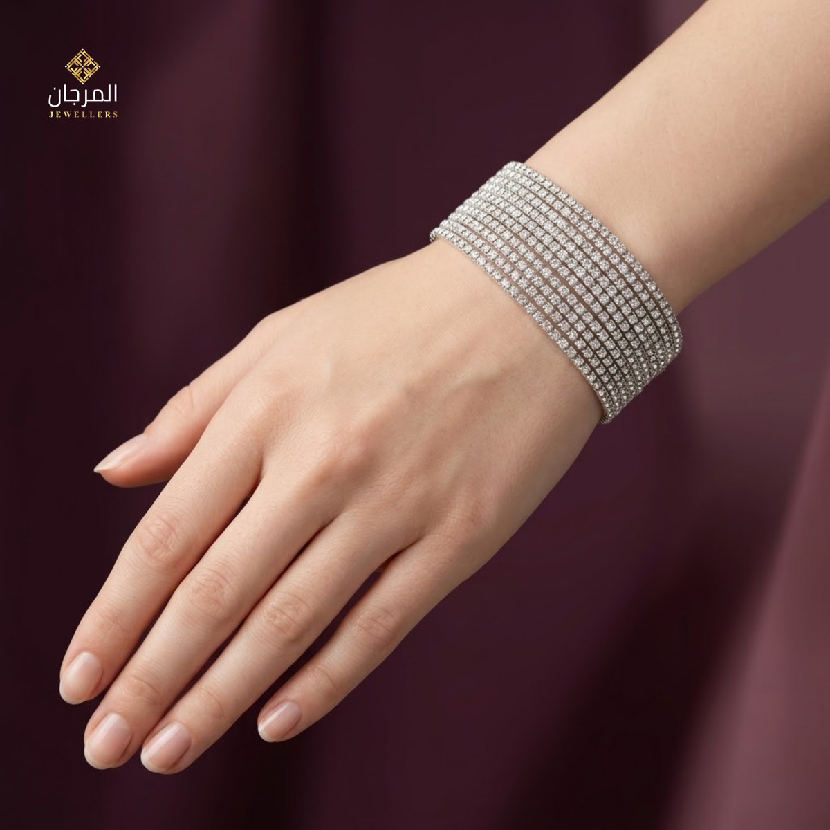 Trendy 12-Strand Crystal Elastic Cuff Bracelet