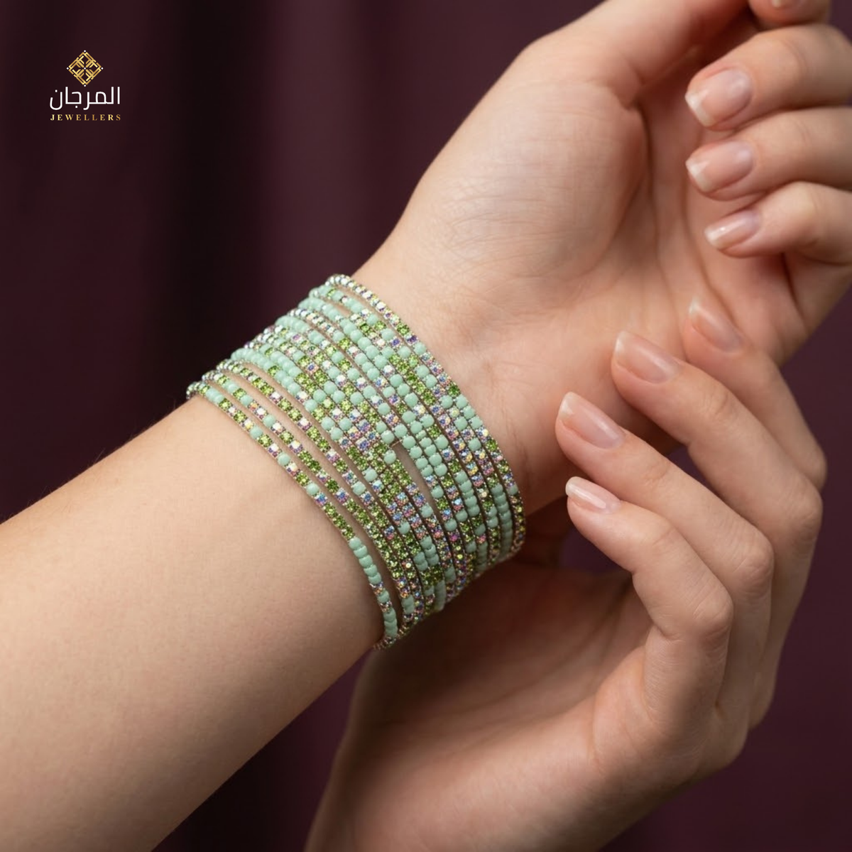Trendy 12-Strand Crystal Elastic Cuff Bracelet