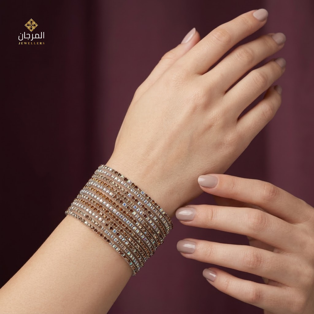 Trendy 12-Strand Crystal Elastic Cuff Bracelet