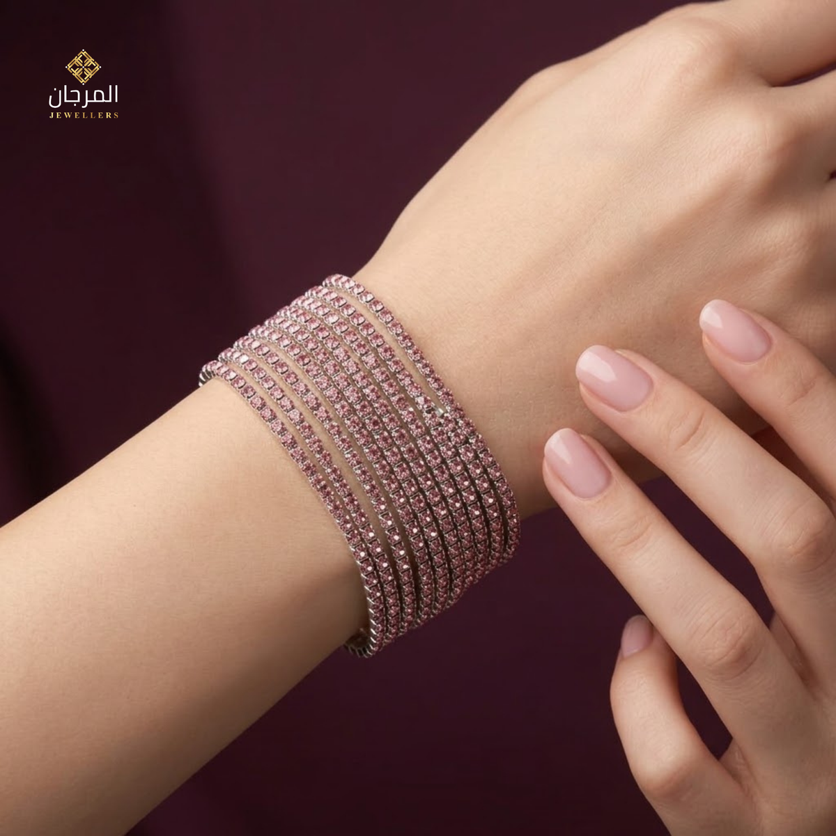 Trendy 12-Strand Crystal Elastic Cuff Bracelet
