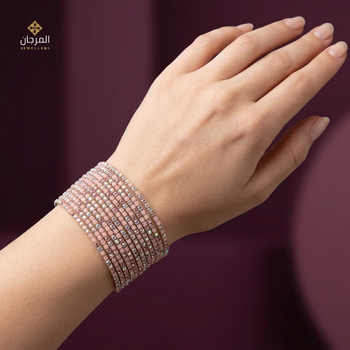 Trendy 12-Strand Crystal Elastic Cuff Bracelet