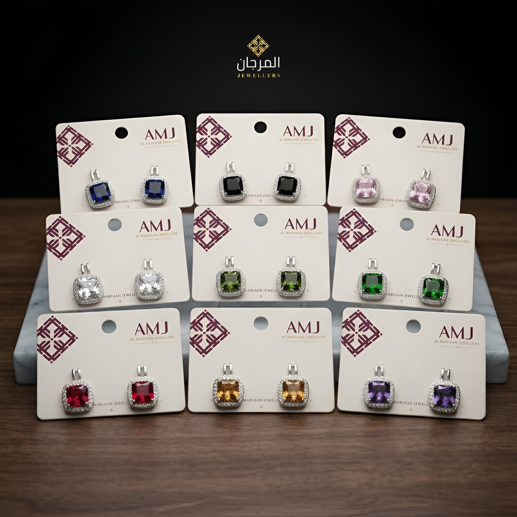 Royal Amethyst Cushion Zirconia Stud Earrings