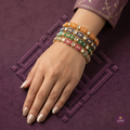 Multicolor Kundan & Beaded Bangle Set