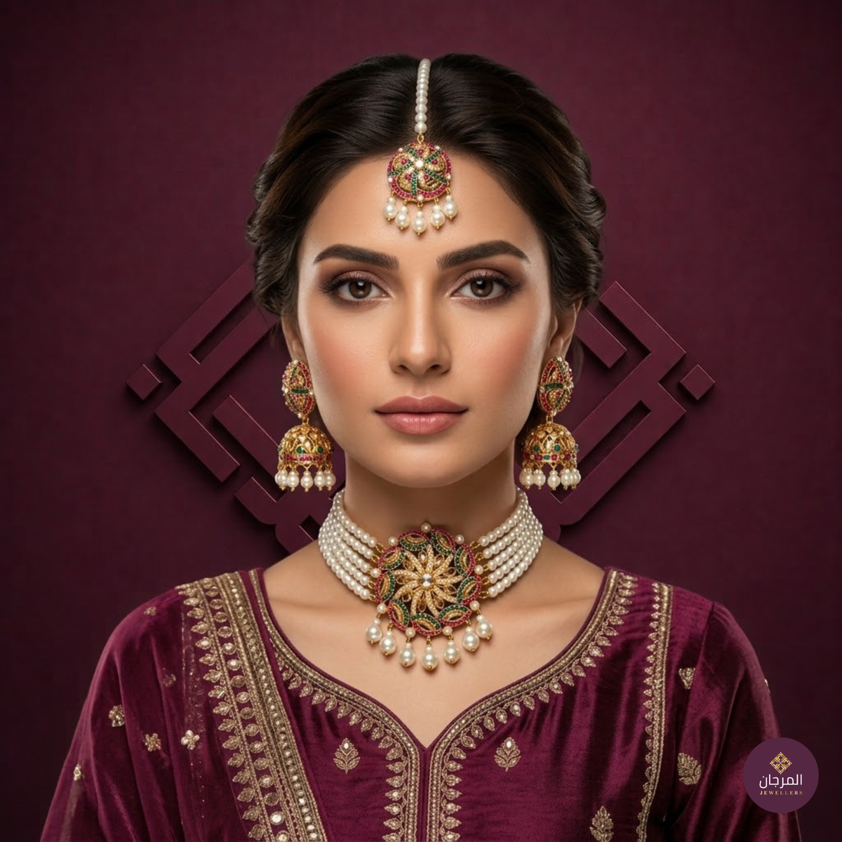 Floral Kundan Pearl Necklace Set
