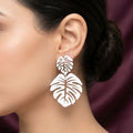 Tropical Monstera Palm Statement Drop Earrings
