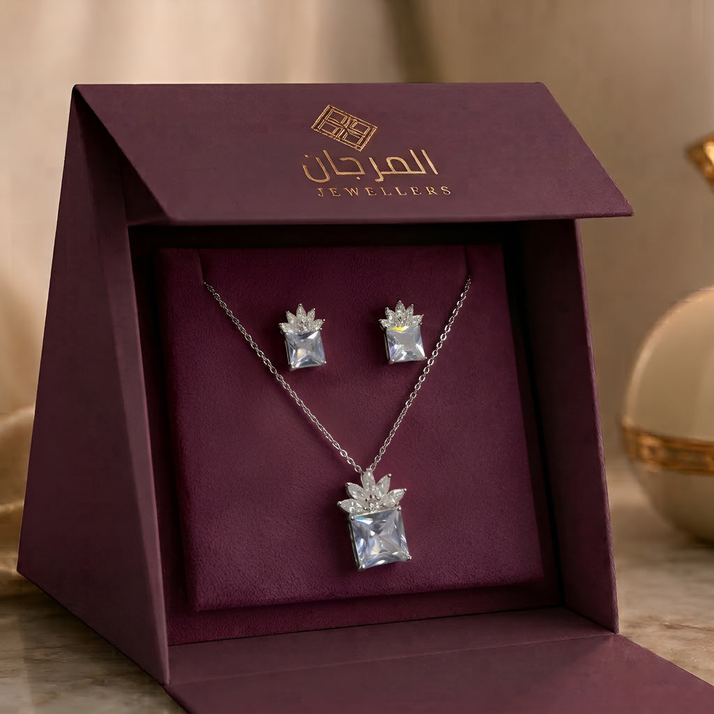Imperial Crown Zirconia Pendant Set – 2 Piece