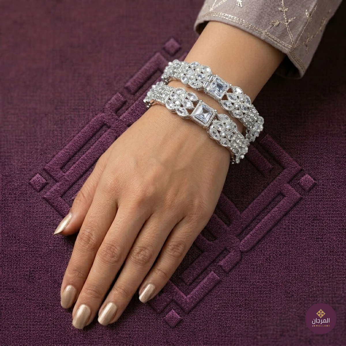 Silver-Tone Crystal Link Bracelet Set