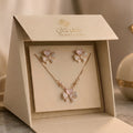 Rose Quartz Bow Zirconia Jewellery Set – 2 Piece