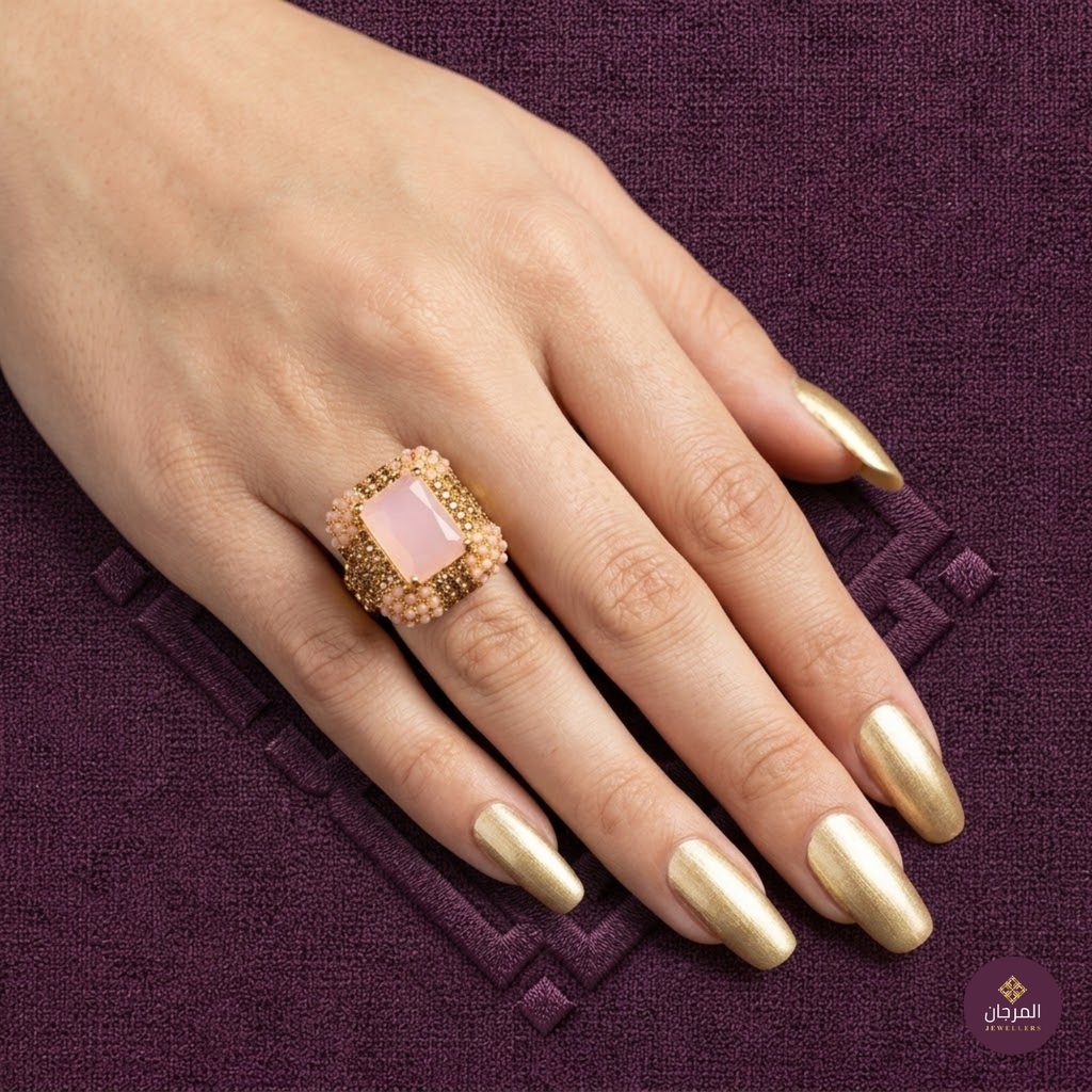Pink Quartz Statement Ring