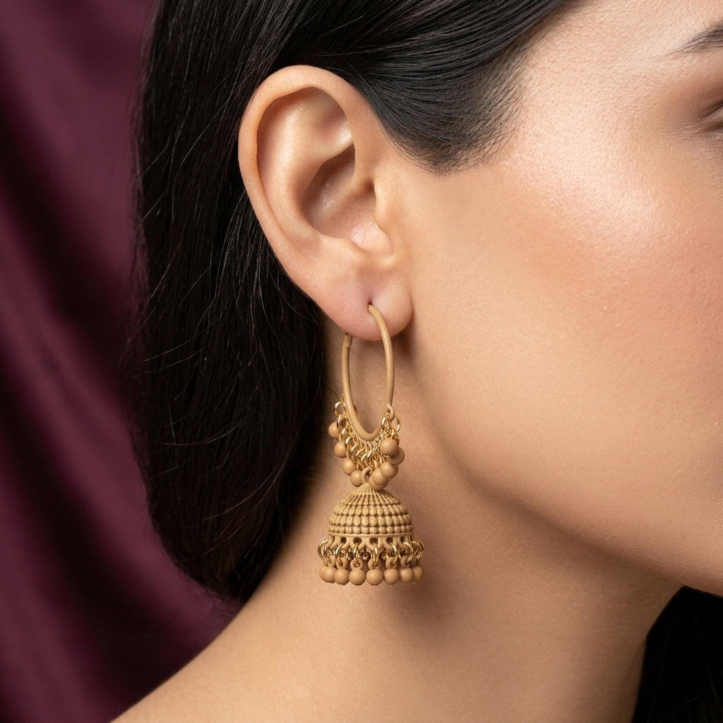 Matte Pearl Cluster Jhumka Hoop Earrings