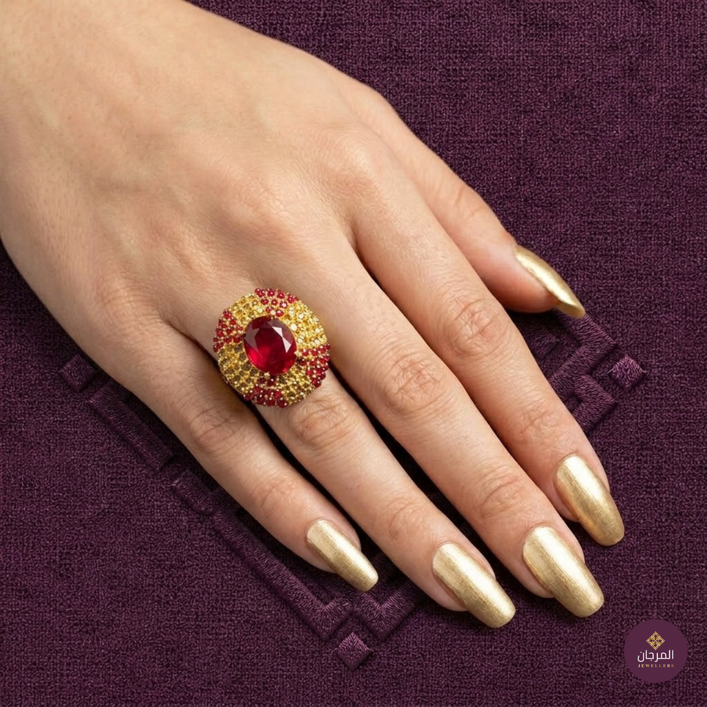 Ruby Red Halo Statement Ring