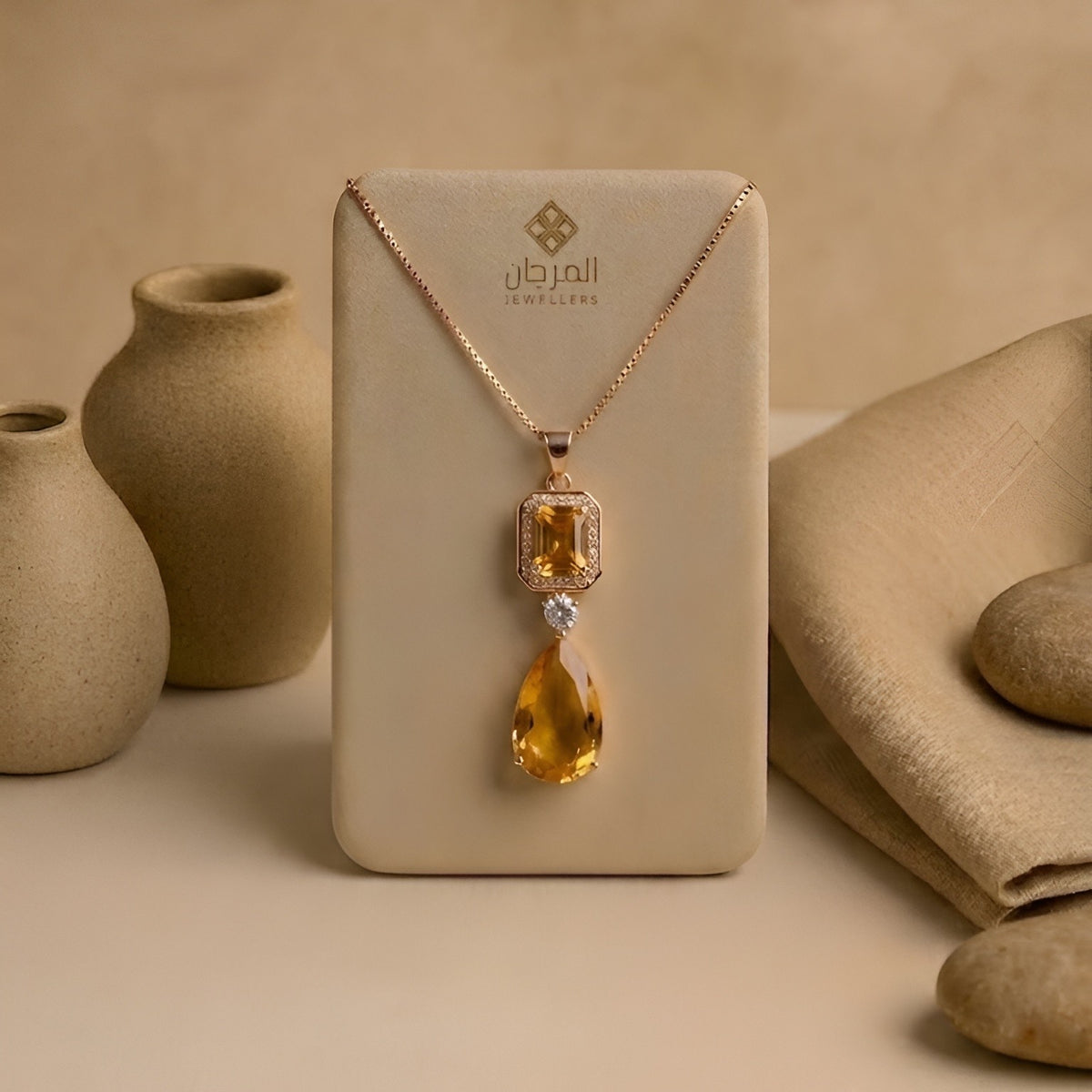 Imperial Amber Topaz Dual-Drop Pendant