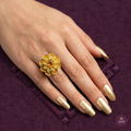 Golden Amber Floral Ring