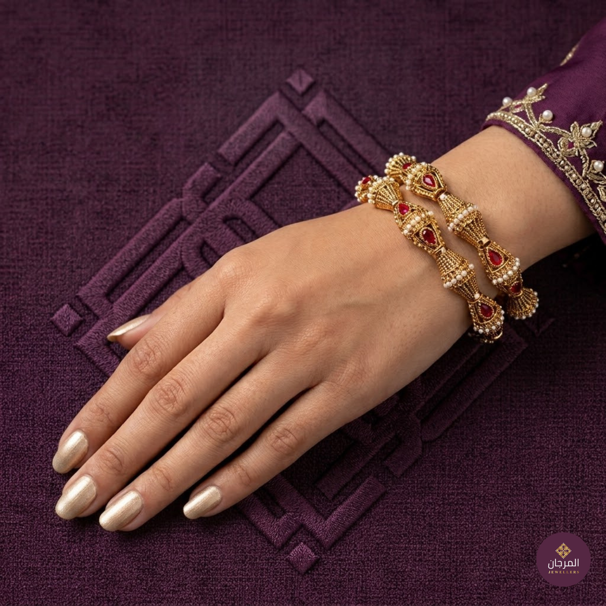 Ruby Red Pearl Bangles