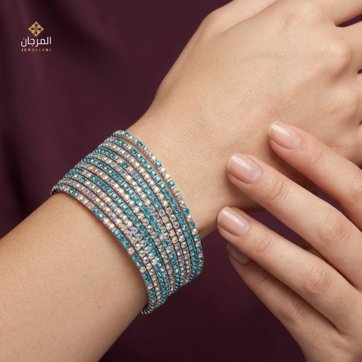 Trendy 12-Strand Crystal Elastic Cuff Bracelet