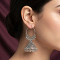 Silver Hoop Jhumka Earrings