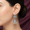 Textured Sunflower Oxidised Silver Jhumka Earrings