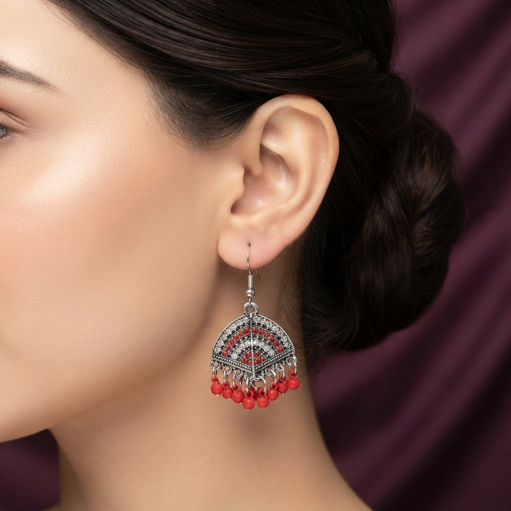 Vintage Pastel Arch Crystal Jhumka Earrings