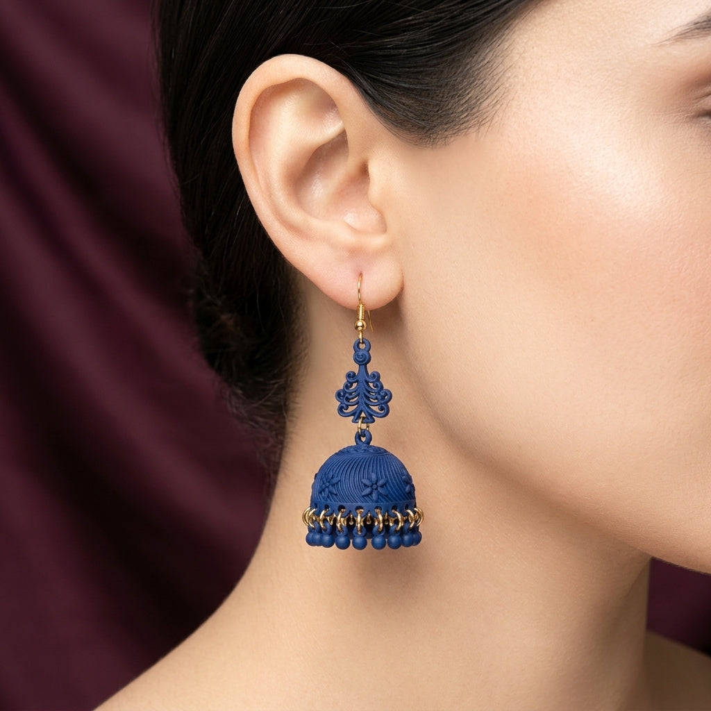 Boho Matte Tree Motif Jhumka Earrings