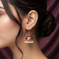 Peacock Meenakari Enamel Pearl Jhumka Earrings