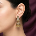Royal Geometric Trapezoid Pave Jhumka Earrings