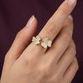 Dual Clover Pave Zirconia Open Free Size Ring