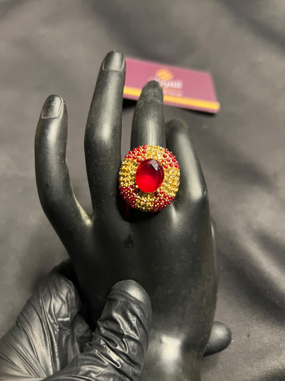 Ruby Red Halo Statement Ring