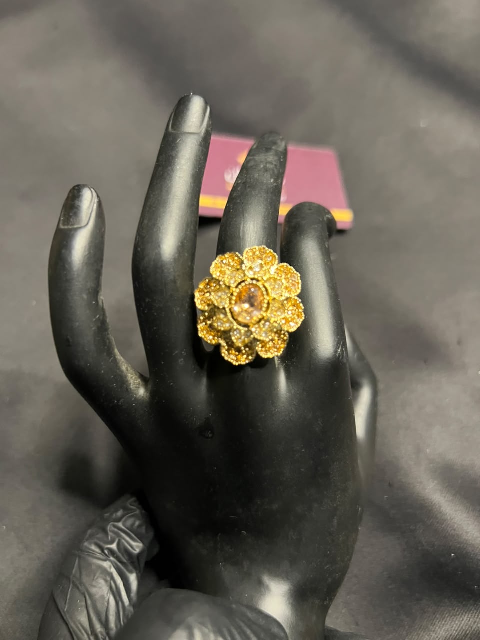 Golden Amber Floral Ring