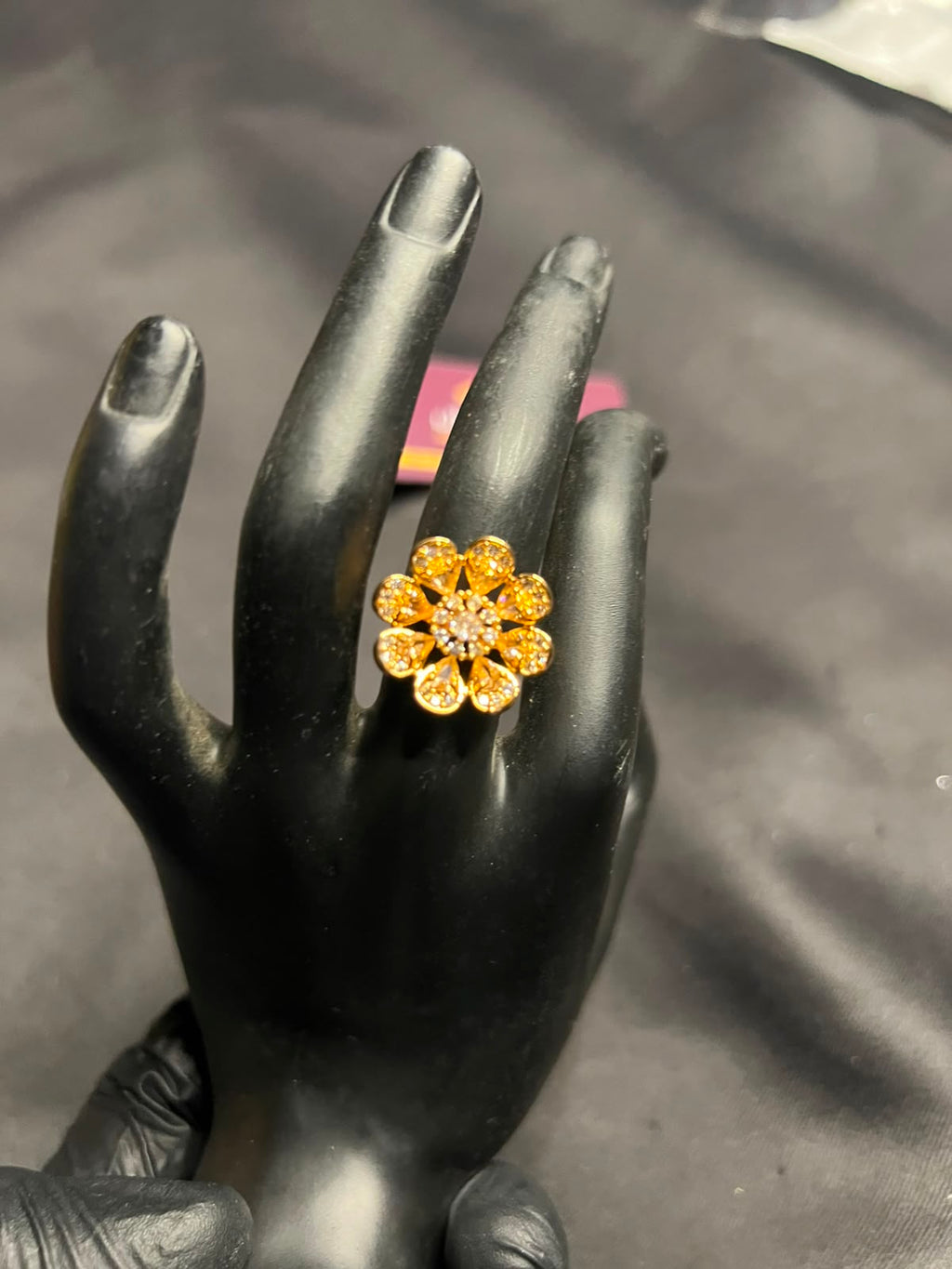 Golden Petal Floral Statement Ring