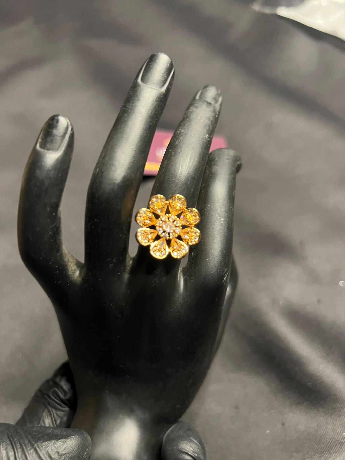 Golden Petal Floral Statement Ring
